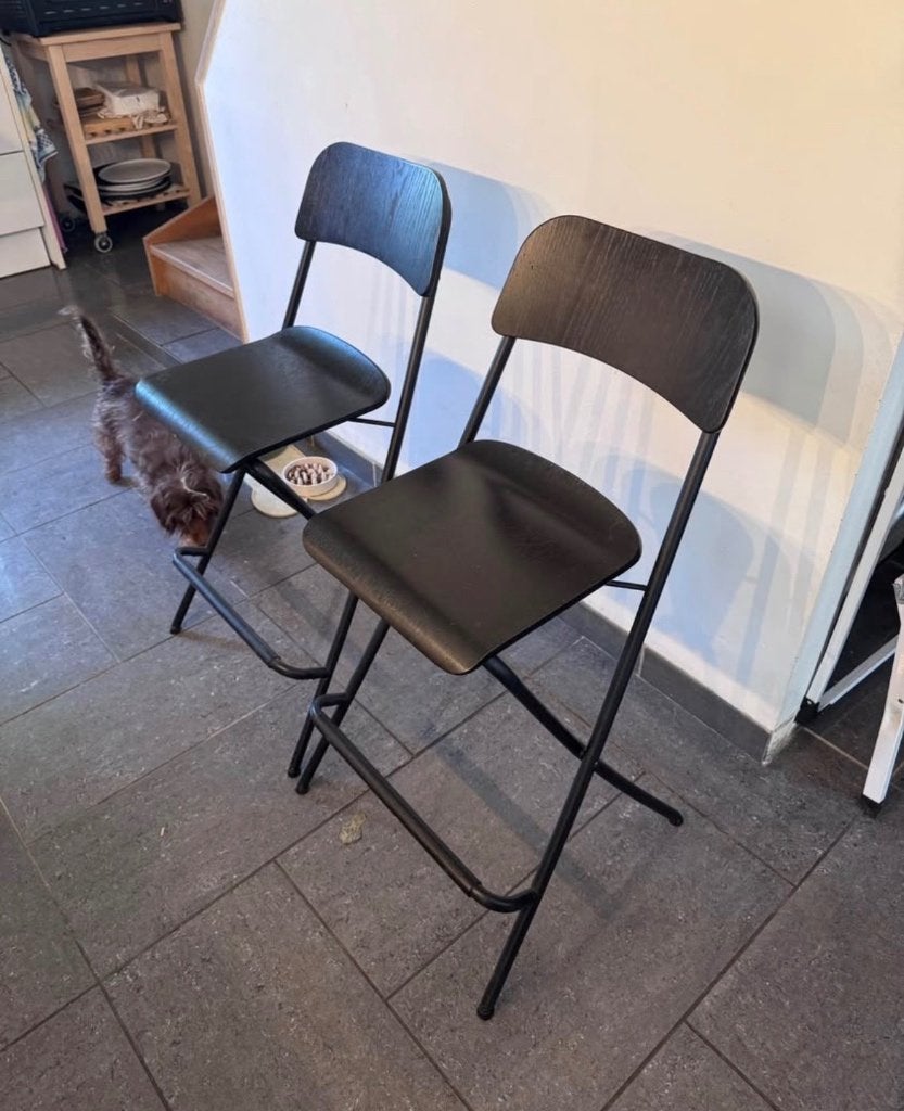 IKEA FRANKLIN Chaises de bar, Maison & Meubles, Chaises, Enlèvement, Utilisé, Noir, Deux