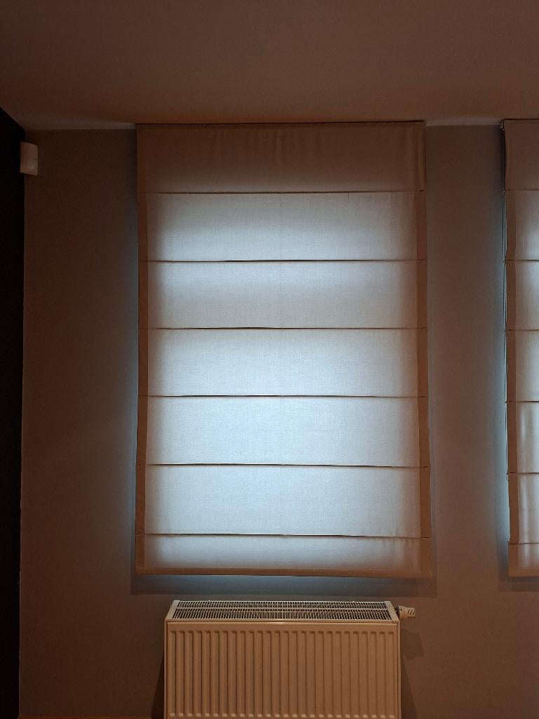 Beige vouwgordijnen, Huis en Inrichting, Stoffering | Gordijnen en Lamellen, Ophalen, 100 tot 150 cm, Beige, Zo goed als nieuw