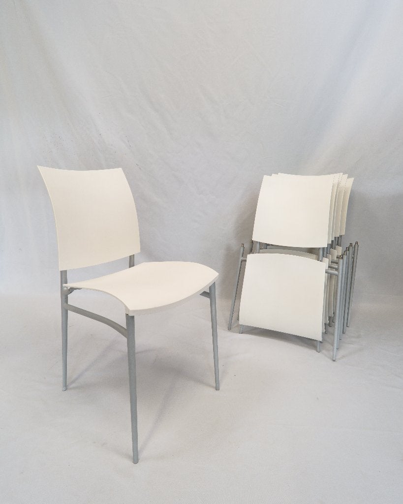 6 x Miss C.O.C.O. witte stoelen — P. Starck voor Cassina, Huis en Inrichting, Stoelen, Ophalen, Gebruikt, Wit, Mid-Century Modern
