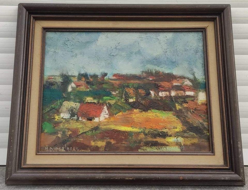 Huile sur toile paysage signe Magda dobbelaere, Enlèvement ou Envoi, Paysage, Toile
