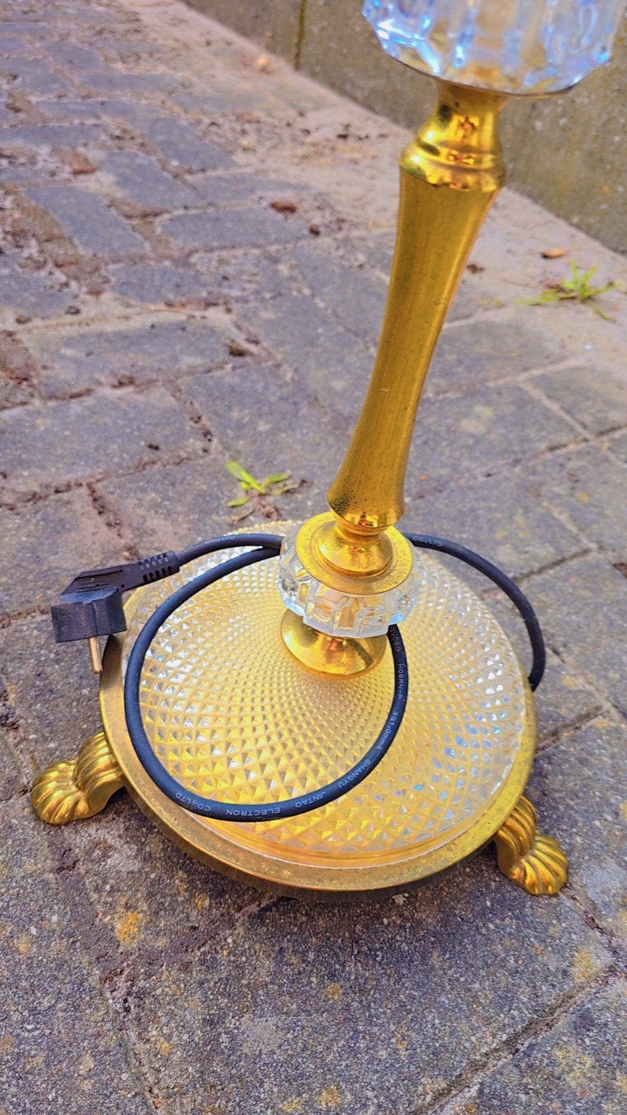 Pied de lampe vintage baroc crystale, Antiquités & Art, Enlèvement, Or