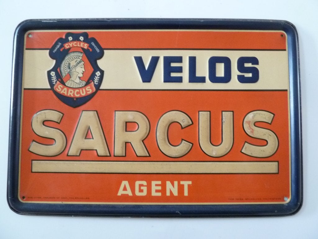 vélo ancien plaque SARCUS no plaque émaillée  oldtimer, Collections, Enlèvement ou Envoi, Panneau publicitaire