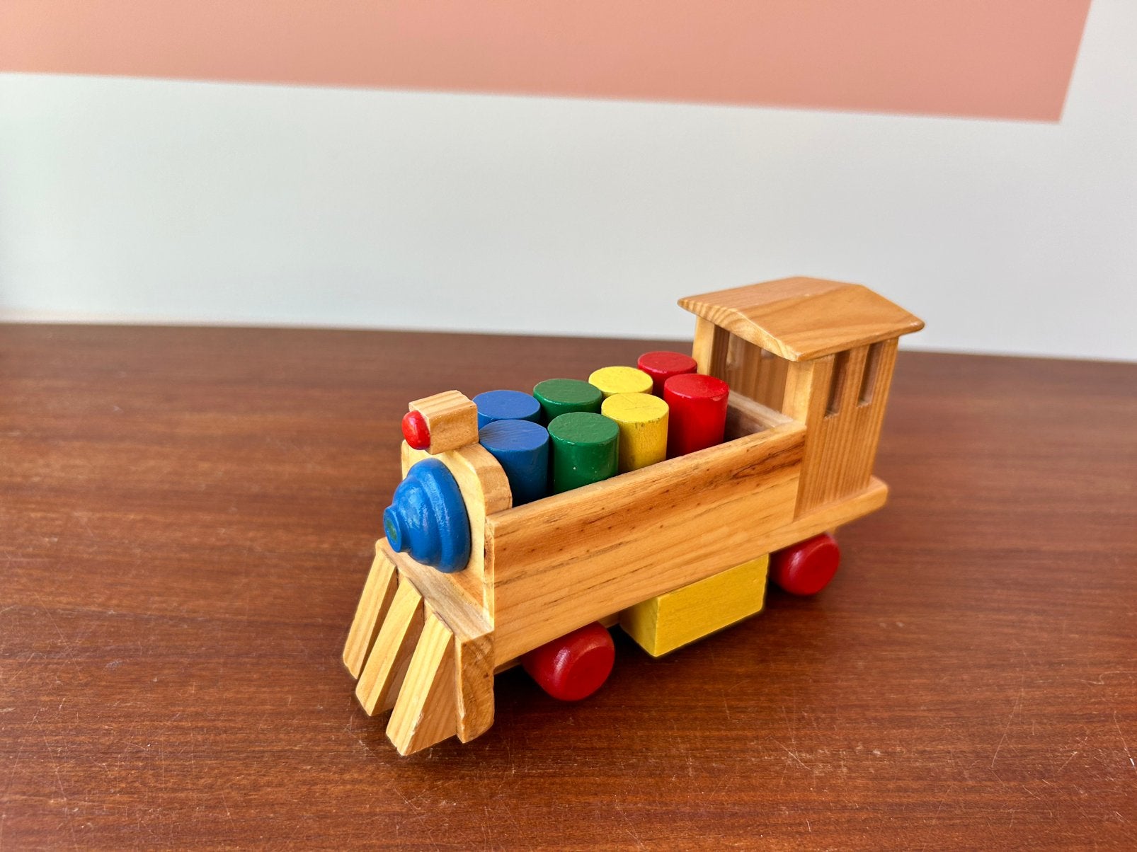 Houten treintje met 8 houten cilinders, Ophalen, Gebruikt, Overige typen