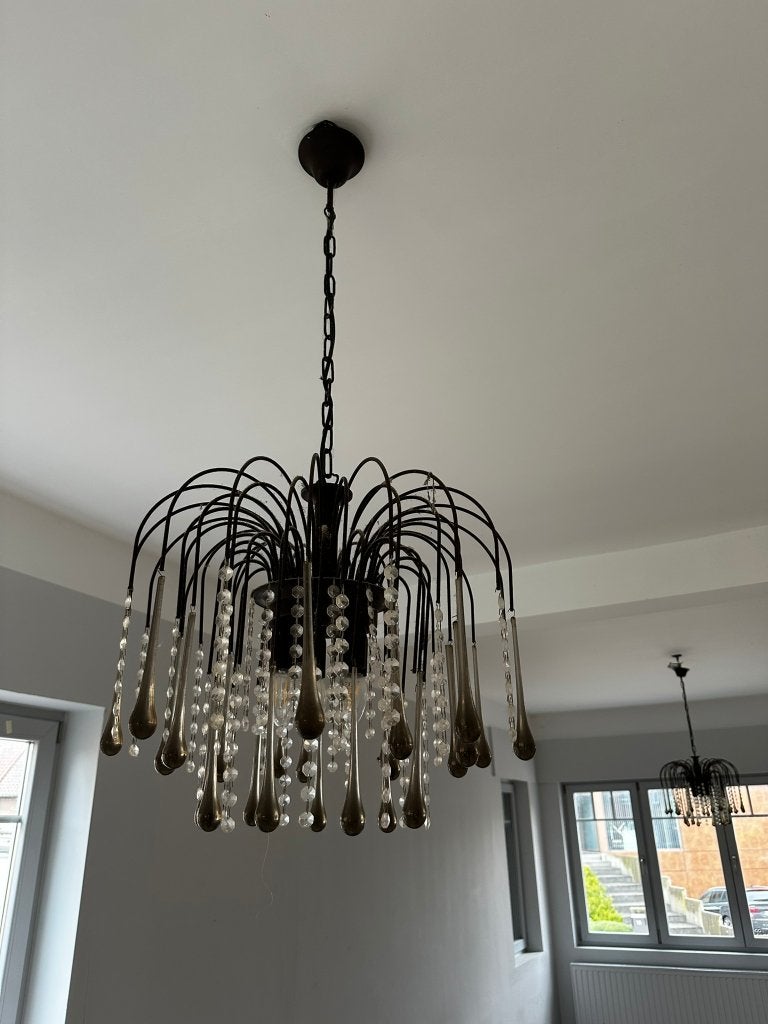 3x Vintage Teardrop kroonluchter - Cospa Lux (Murano glas), Ophalen, Gebruikt, Glas, Hollywood Regency-stijl  (geen namaak)