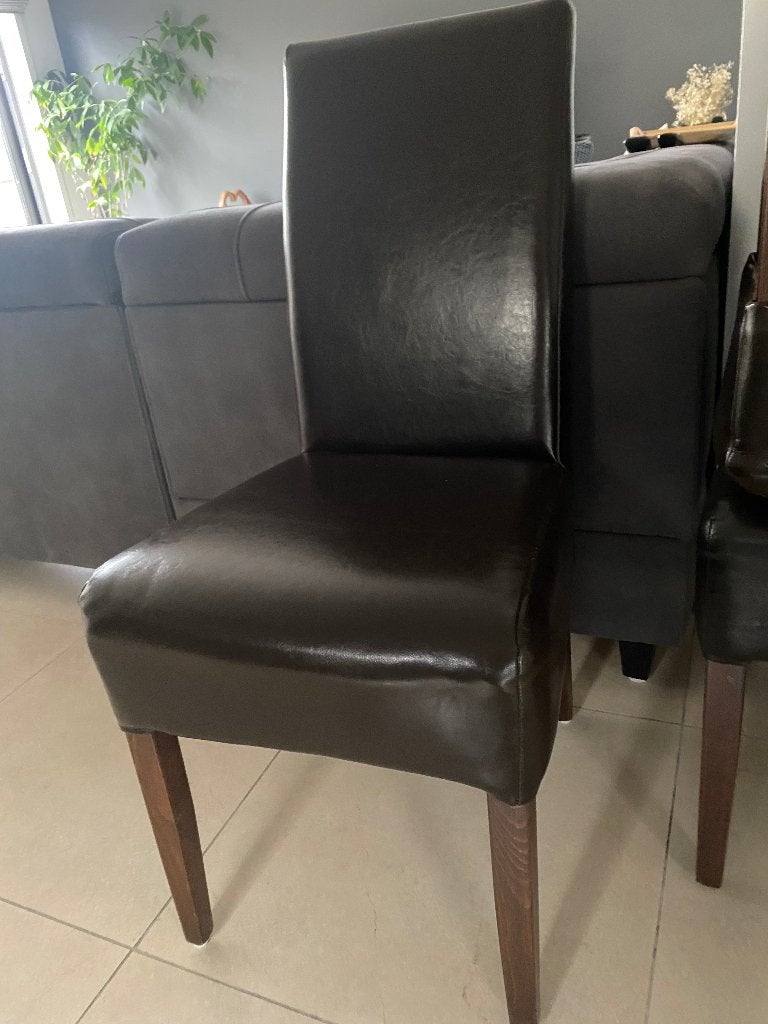 Eetkamerstoelen, Huis en Inrichting, Ophalen, Gebruikt, Bruin, Leer