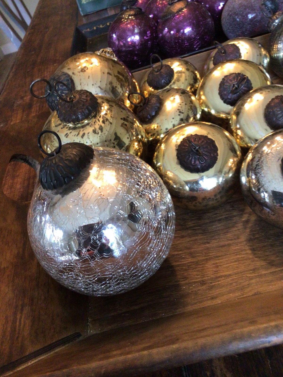 Kerstballen, antiek / vintage look, Ophalen, Zo goed als nieuw