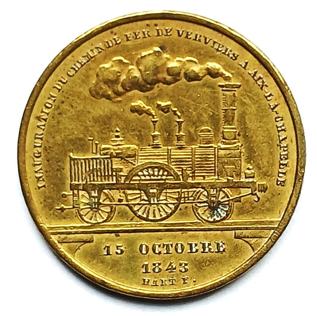 médaille HART 1843 ouverture du chemin de fer Verviers - Aix, Enlèvement ou Envoi, Autres matériaux
