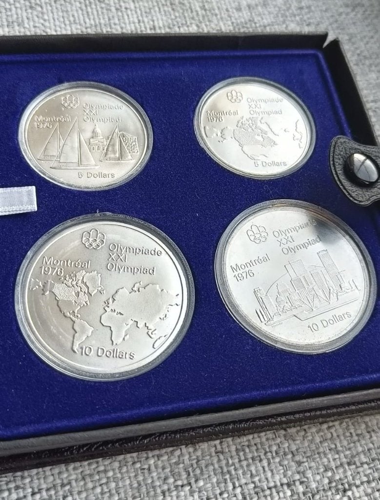 Zilver Munten - 5 & 10 dollar Canada Montréal Olympic Coins, Postzegels en Munten, Ophalen, Noord-Amerika, Setje, Zilver