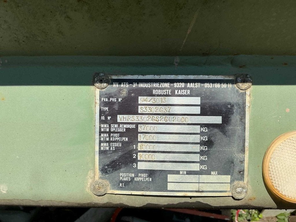 Semi-remorque Robust Kaiser S3302G37 1995, Autos, Camions, Achat, Entreprise, Autres carburants, Remorques et Semi-remorques