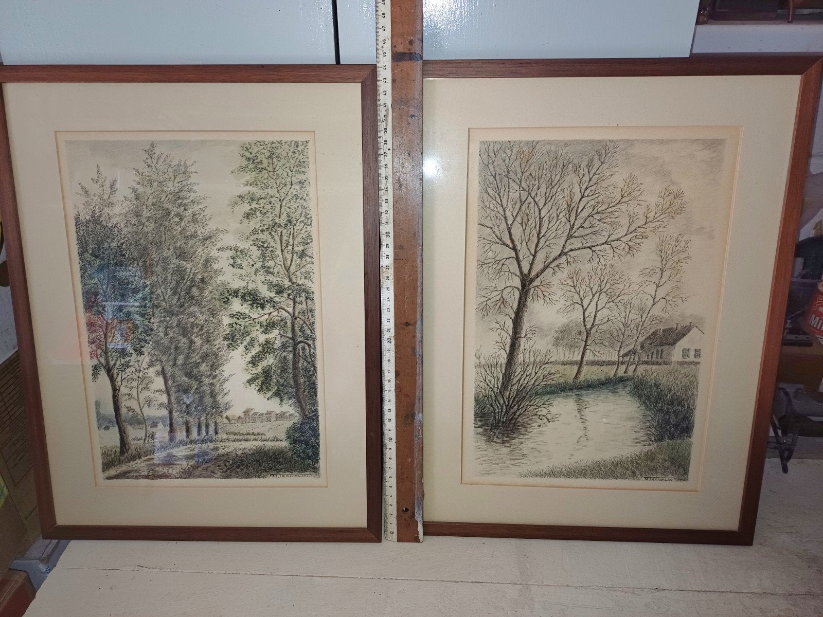 2 gesigneerde litho's ingelijst onder glas, Antiek en Kunst, Ophalen of Verzenden
