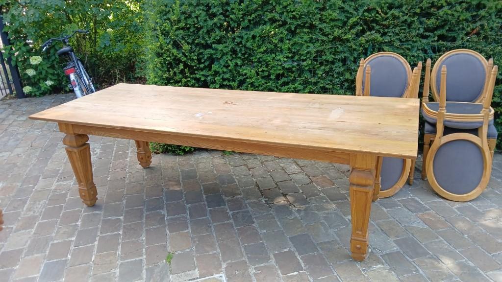 Vol eiken eettafel, Ophalen, Frans, 100 tot 150 cm, Eikenhout