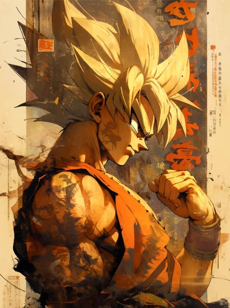Dragon Ball Goku Canvas Alberto Ricardo 4/10, Antiek en Kunst, Ophalen
