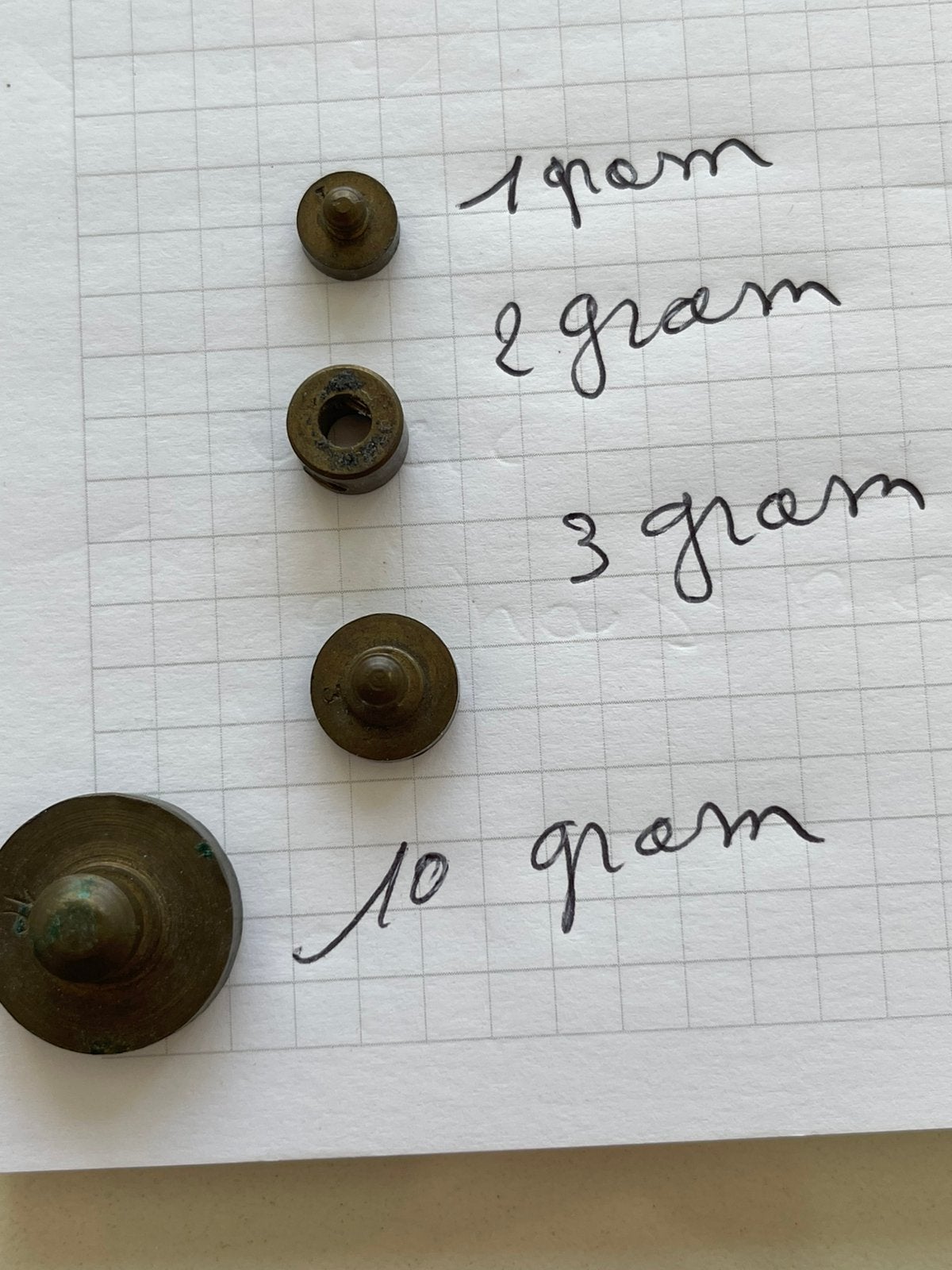 Unieke Vondst Authentieke Antieke Koperen Messing Gewichtjes, Elektronische apparatuur, Ophalen of Verzenden, Zo goed als nieuw
