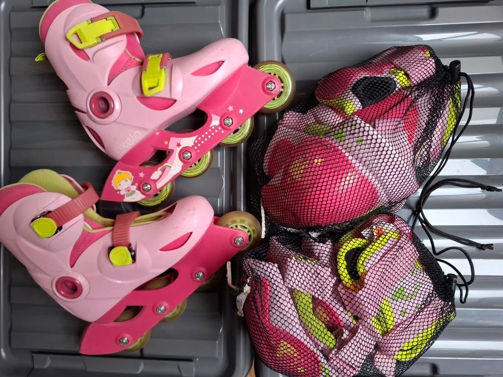 Inline skates maat 28-30 + 2 sets bescherming xxs+xs, Ophalen, Verstelbaar, Gebruikt, Kinderen