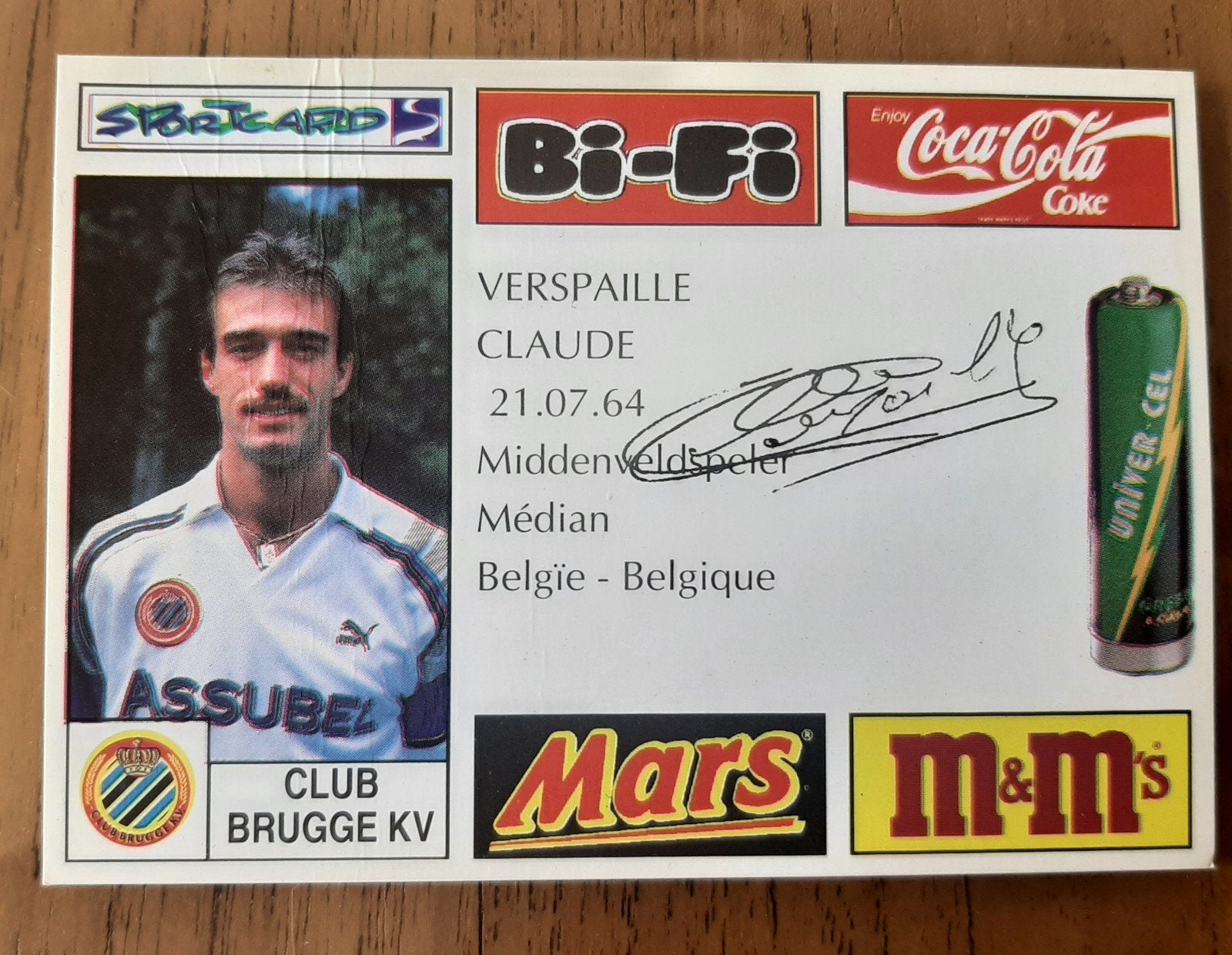Voetbalkaart Club Brugge - Verspaille Claude, Ophalen of Verzenden
