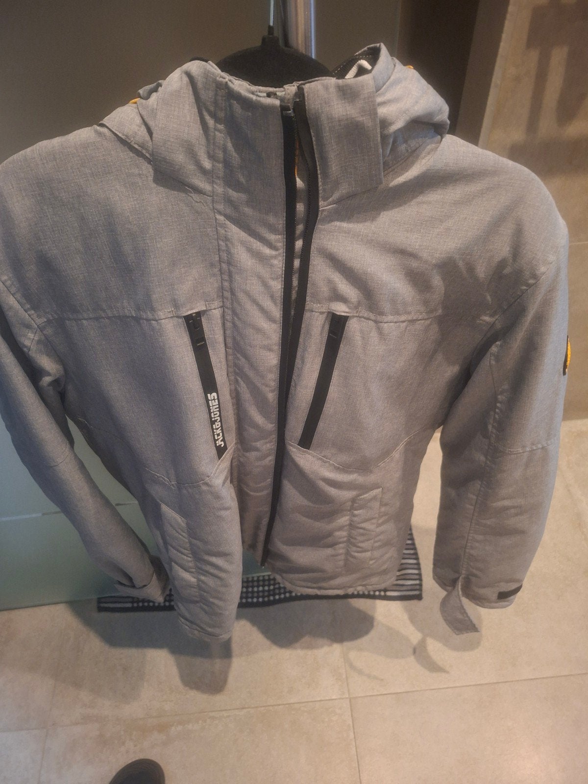 Jack & Jones Winterjas Grijs, Kleding | Heren, Maat 52/54 (L), Jack&Jones, Ophalen of Verzenden, Zo goed als nieuw