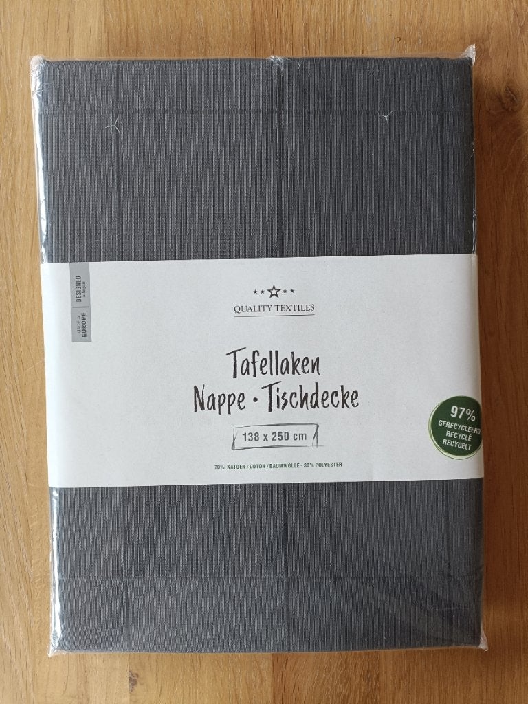 Nappe table rectangulaire grise durable, Neuf, Nappe, Coton, 138 cm