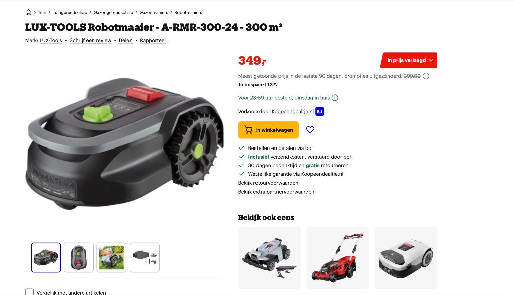 robotmaaier, 20 à 25 cm, Avec capteur de pluie, Comme neuf, Enlèvement