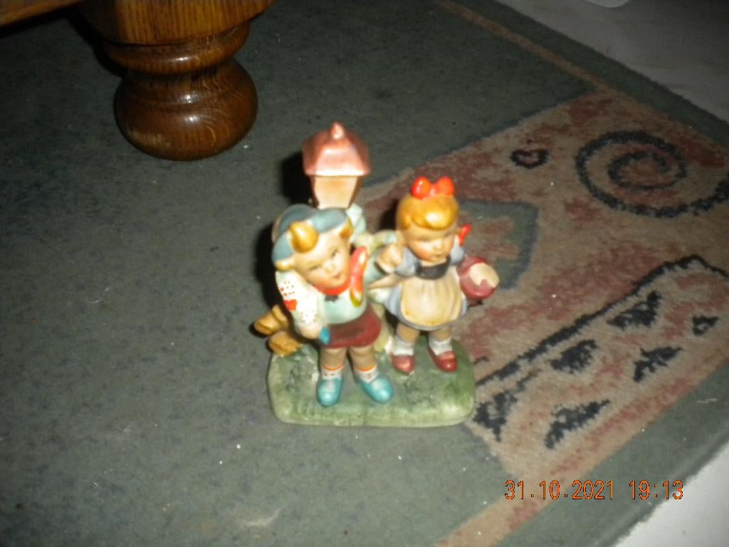 Postuurtje met kindjes + lantaarn / (koper)Postuurtje, Diversen, Rommelmarktspullen, Ophalen