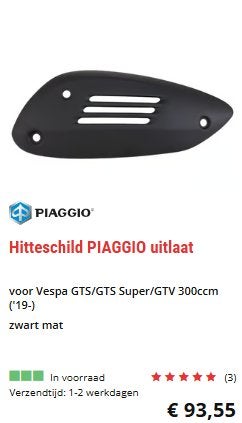 Pare-chaleur pour Vespa 125cc, 250 et 300cc, Motos, Enlèvement ou Envoi, Neuf