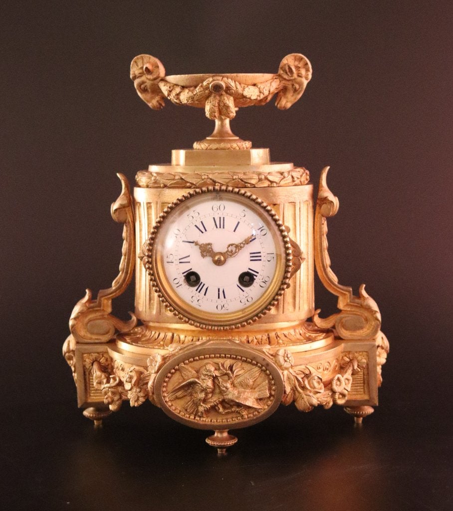 Horloge de cheminée ancienne en bronze français, Antiquités & Art, Enlèvement ou Envoi