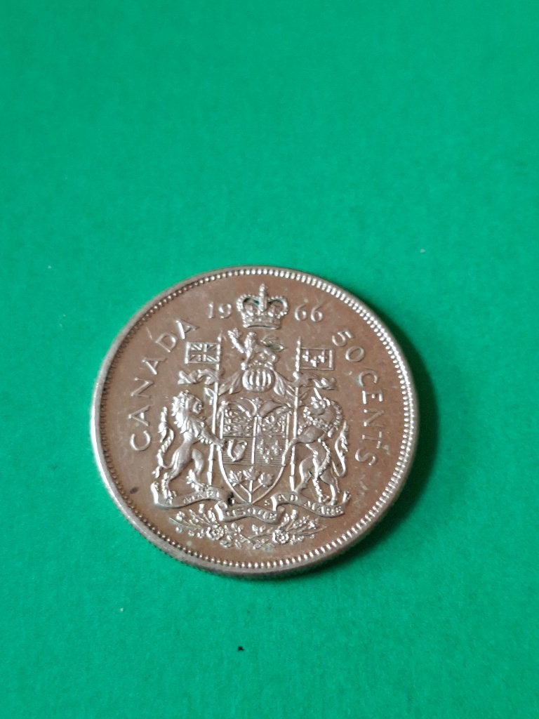 1966 Canada 50 cents en argent Elizabeth II, Envoi, Amérique du Nord, Monnaie en vrac, Argent