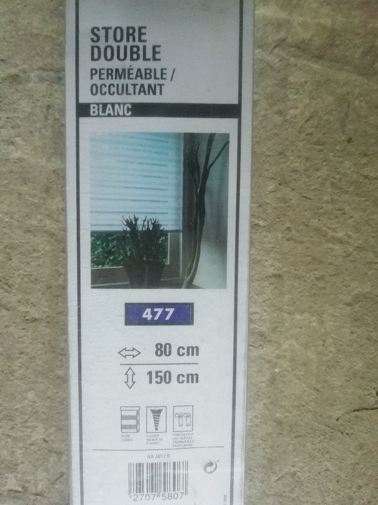 2 Stores double occultant, Maison & Meubles, Neuf, Enlèvement, 50 à 100 cm, 100 à 150 cm