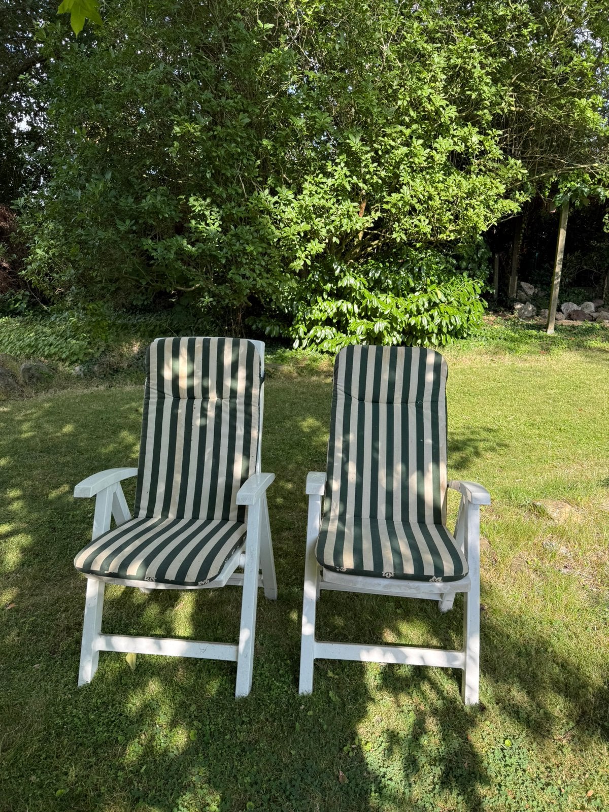 Verstelbare tuinstoelen met kussens, Ophalen, Gebruikt, Kunststof, Verstelbaar
