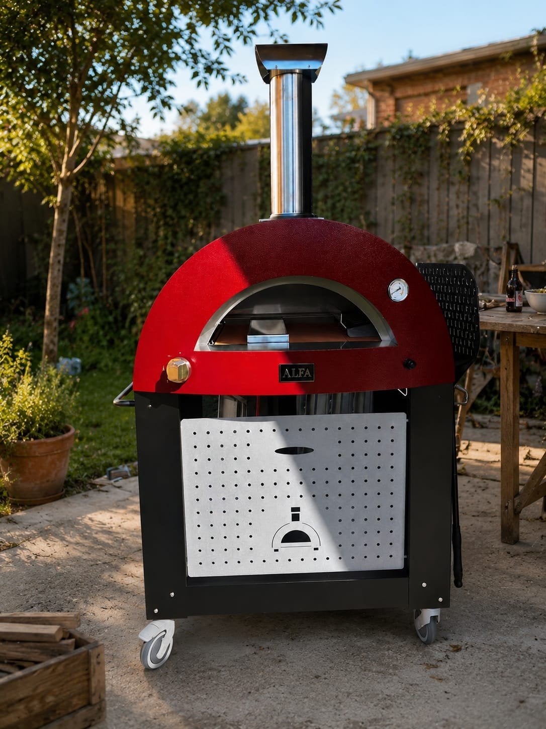 Alfa Forni Moderno 2 Pizza Hybride Buitenoven (Gas & Hout), Ophalen, Gebruikt, Alfa