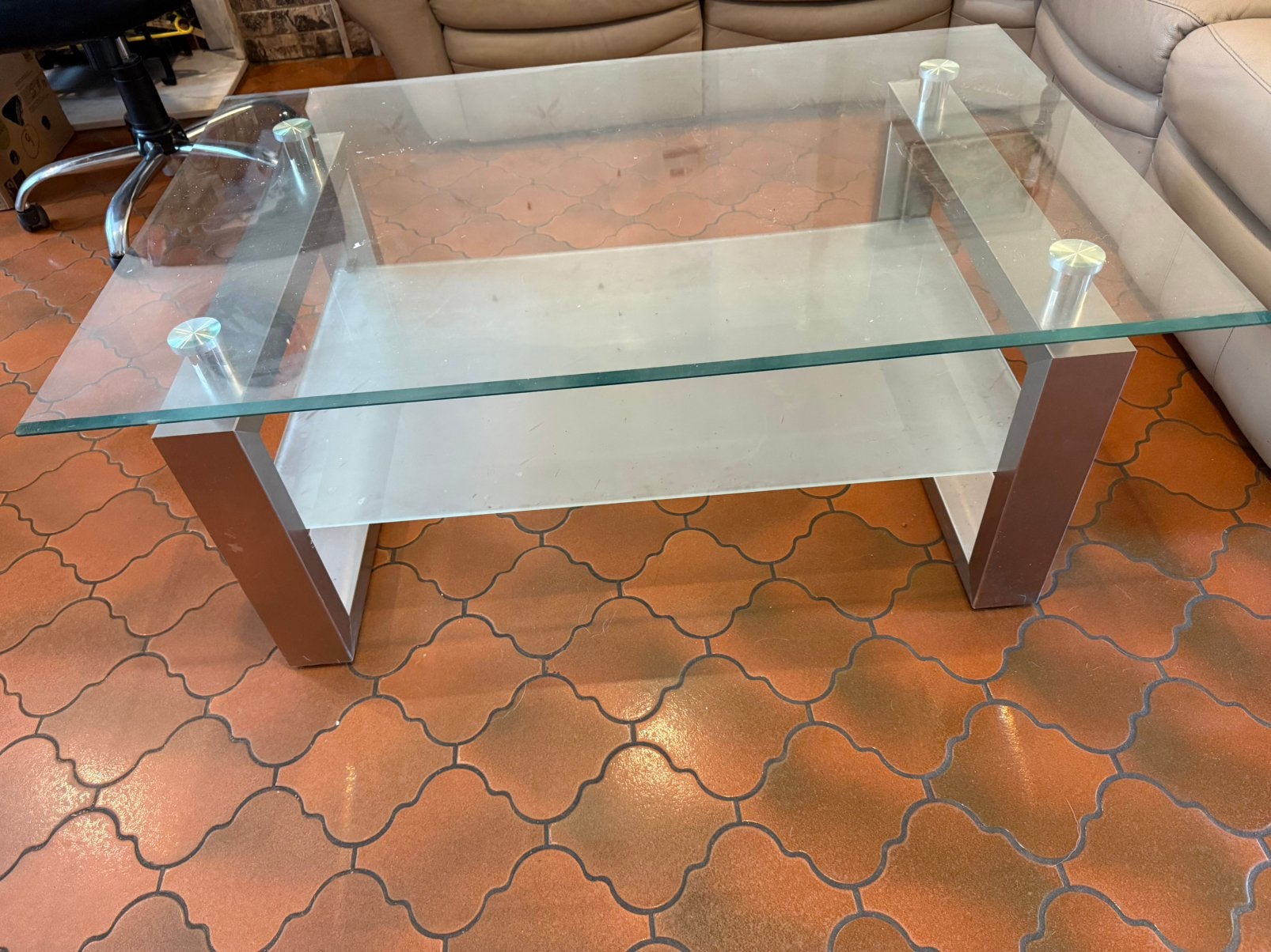 Table de salon en verre, Maison & Meubles, Enlèvement, Utilisé, Verre