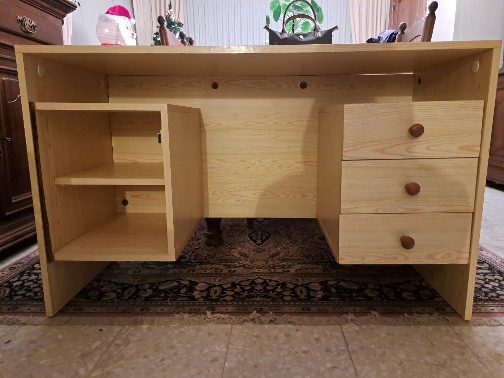 Houten bureau met lades, Ophalen, Met lades, Gebruikt, 120 cm