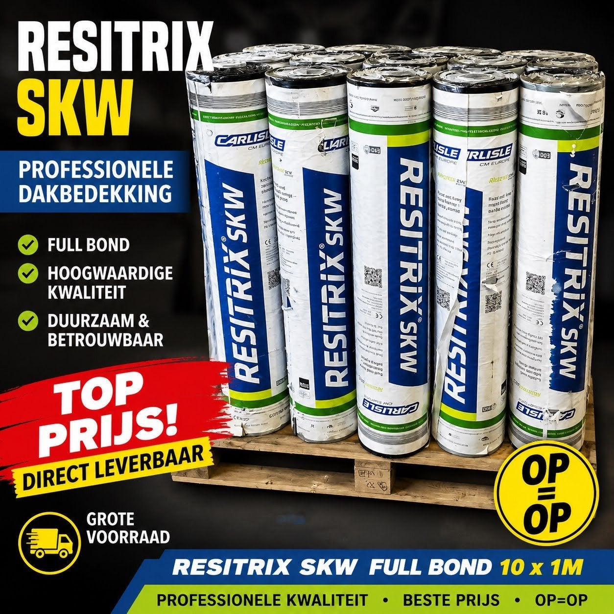 RESITRIX SKW LAAGSTE PRIJS | v.a. € 195, Bricolage & Construction, Tuiles & Revêtements de toit, Membrane goudronnée, Enlèvement