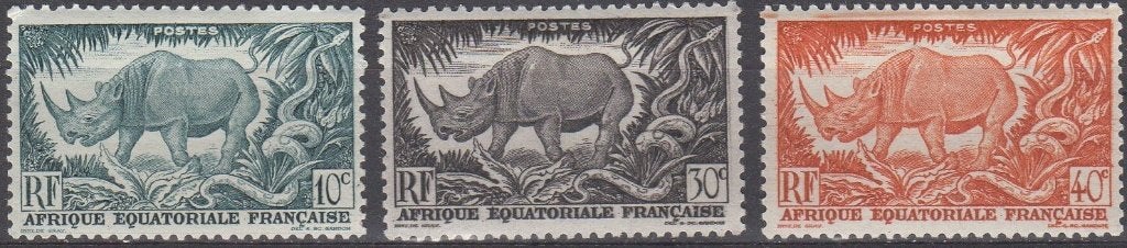 Frans Equatoriaal Afrika - Neushoorns, Ophalen of Verzenden, Postfris