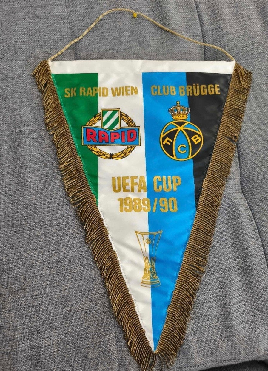 Wimpel Rapid Wien - Club Brugge Coupe UEFA 1990/91, Enlèvement ou Envoi