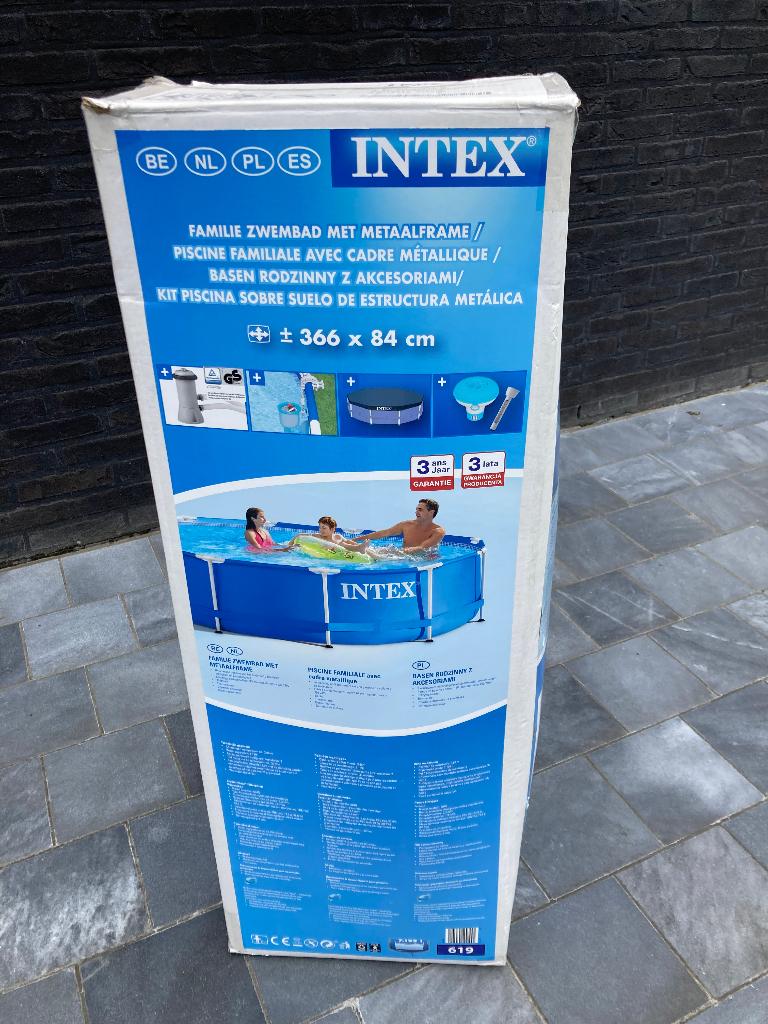 Intex zwembad met metalen frame 366 x 84H, Ophalen, 80 tot 120 cm, Rond, 300 cm of meer