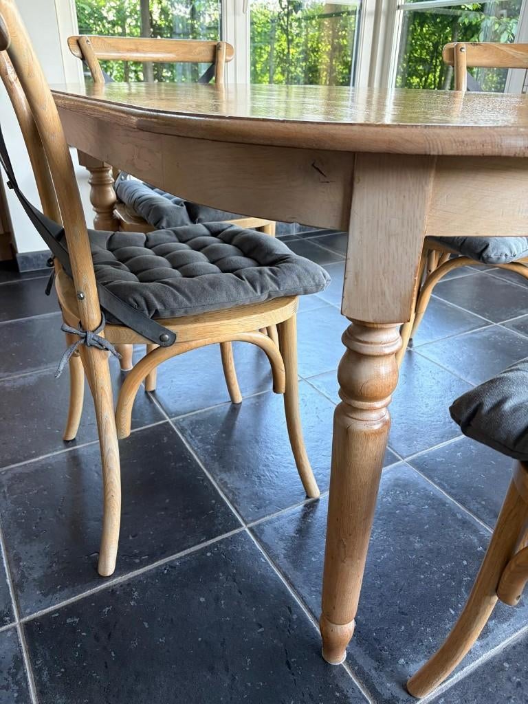 Eettafel met 4 stoelen, Ophalen, Gebruikt, 100 tot 150 cm, Eikenhout