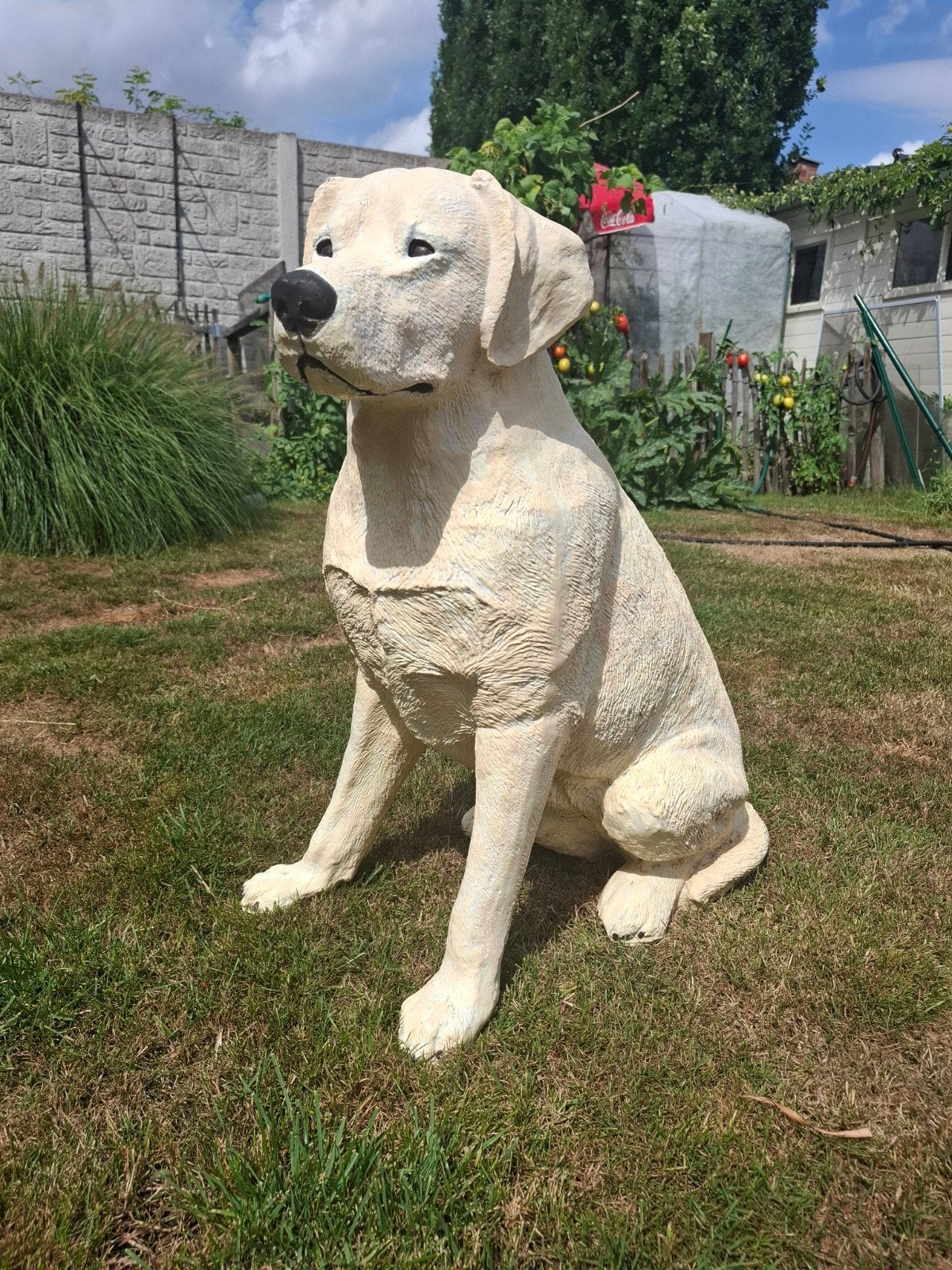 Beeld Labrador 68 cm hoog, Tuin en Terras, Tuinbeelden, Ophalen, Zo goed als nieuw, Kunststof, Dierenbeeld