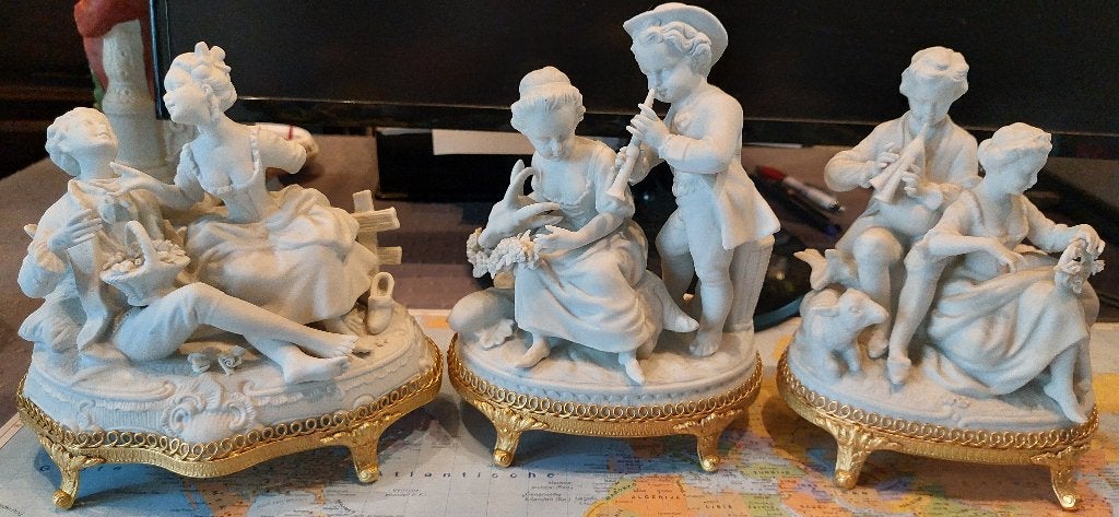 Set 3 beelden in porselein van unter weiss bach, Antiek en Kunst, Ophalen of Verzenden
