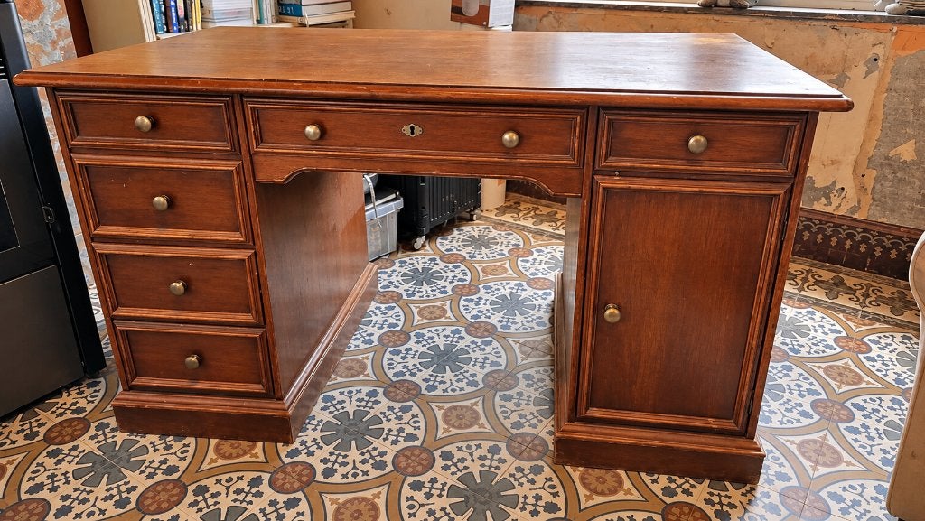 Magnifique bureau de ministre ancien / bois massif 1930/1940, Autres marques, Classique, 76 cm, Enlèvement