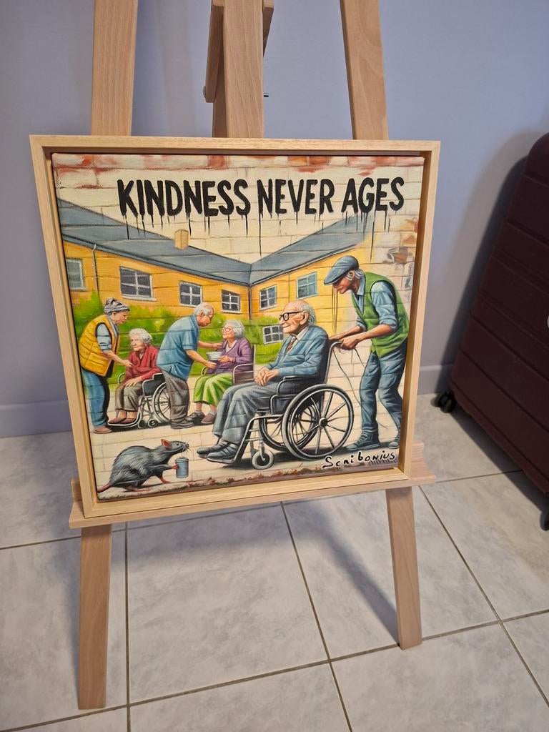 Streetart Scribonius 40 x 40 sur toile encadrée., Enlèvement ou Envoi