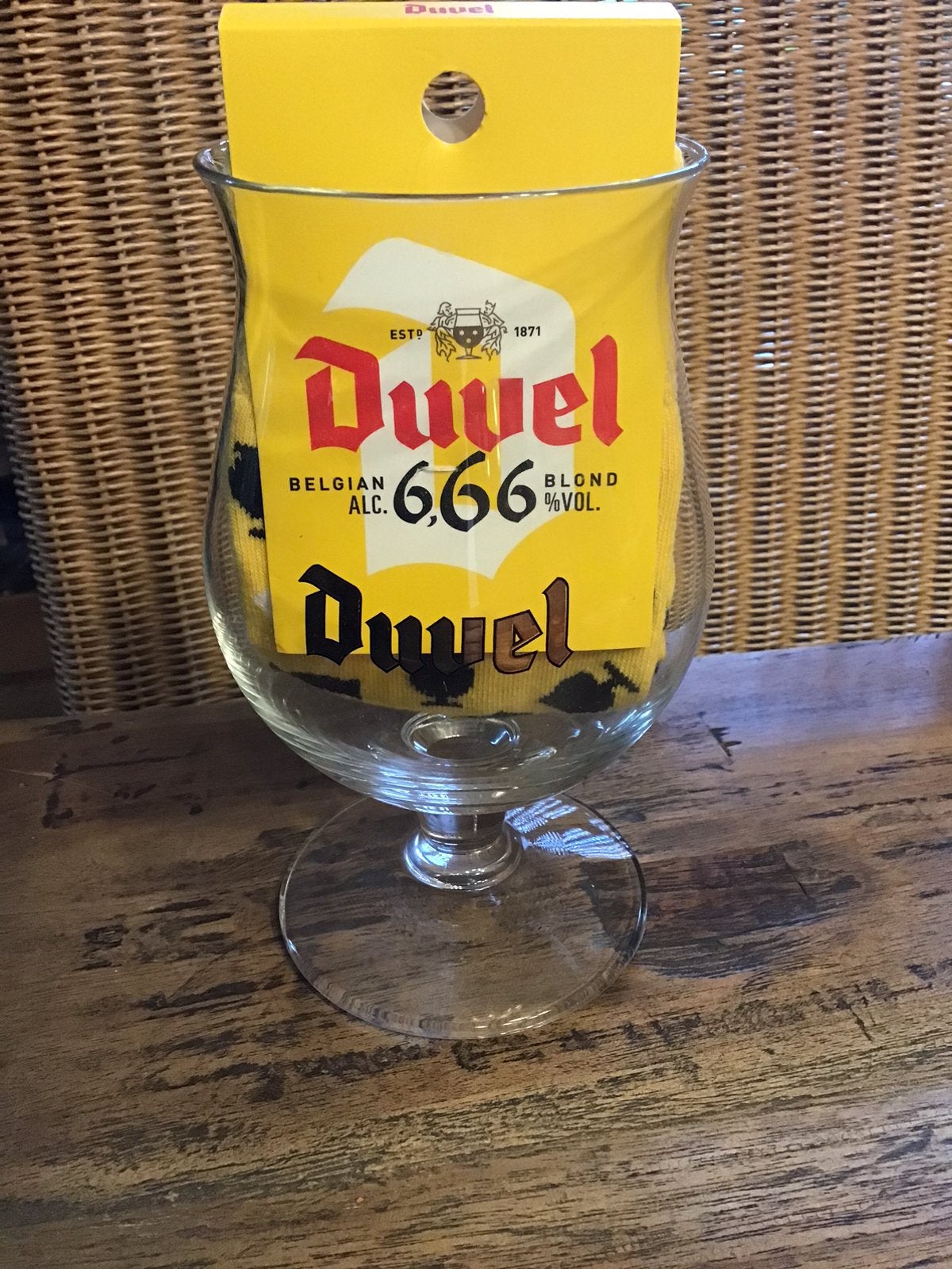 Duvel glas met Duvel sokken, Ophalen of Verzenden, Zo goed als nieuw