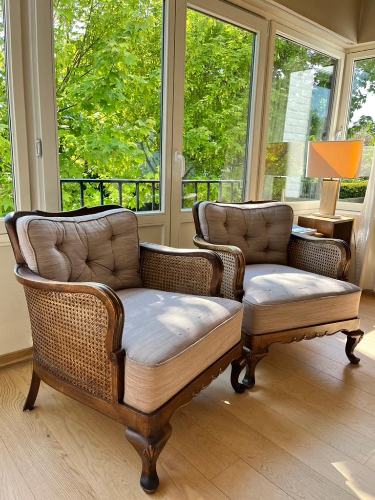 Paire de fauteuils bergères style Louis XV, Antiquités & Art, Antiquités | Meubles | Chaises & Canapés, Enlèvement