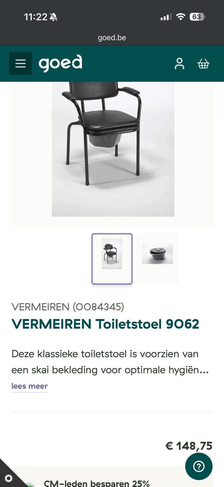 Toiletstoel/werftoilet, Enlèvement, Utilisé