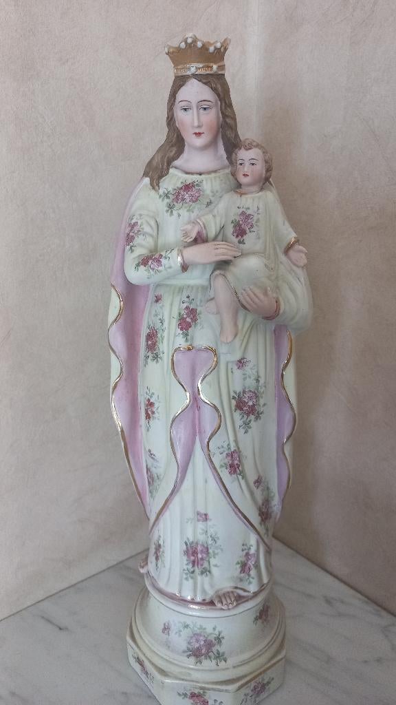 19de eeuws biscuit Mariabeeld, Antiek en Kunst, Ophalen, 20 - 50 cm, Beeld, Religie