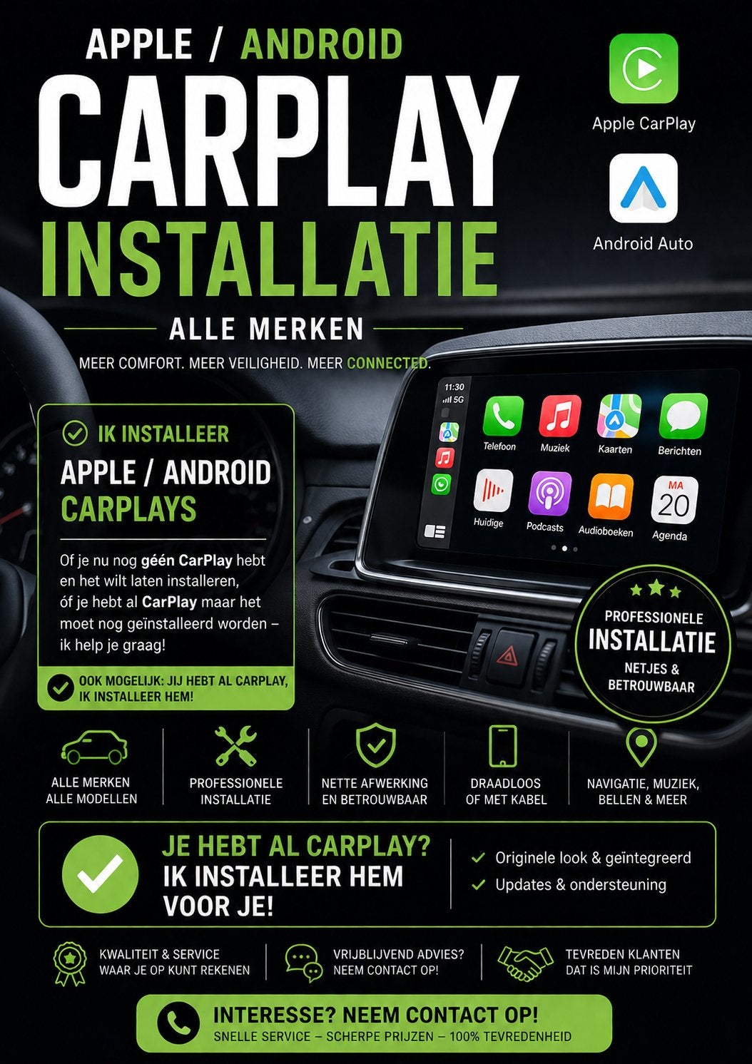 Apple / Android Carplay Services / Alle Merken!, Ophalen, Nieuw