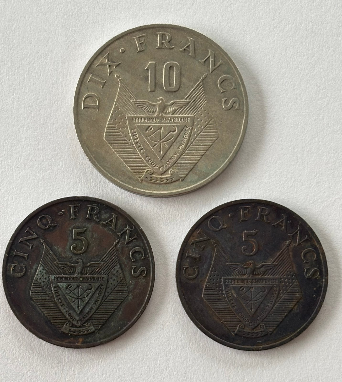 3 monnaies Rwanda, Enlèvement ou Envoi, Monnaie en vrac