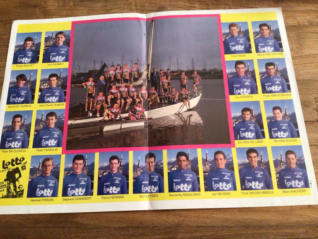 Wielerposter 1993 team lotto  van petegem  baguet, Verzenden, Zo goed als nieuw