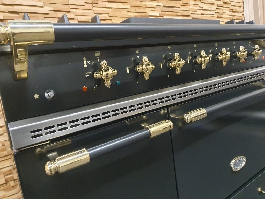 Lacanche Fornuis 100cm zwart en messing Coupe de Feu 2 ovens, Gaz, Classe énergétique A ou plus économe, Comme neuf, Enlèvement