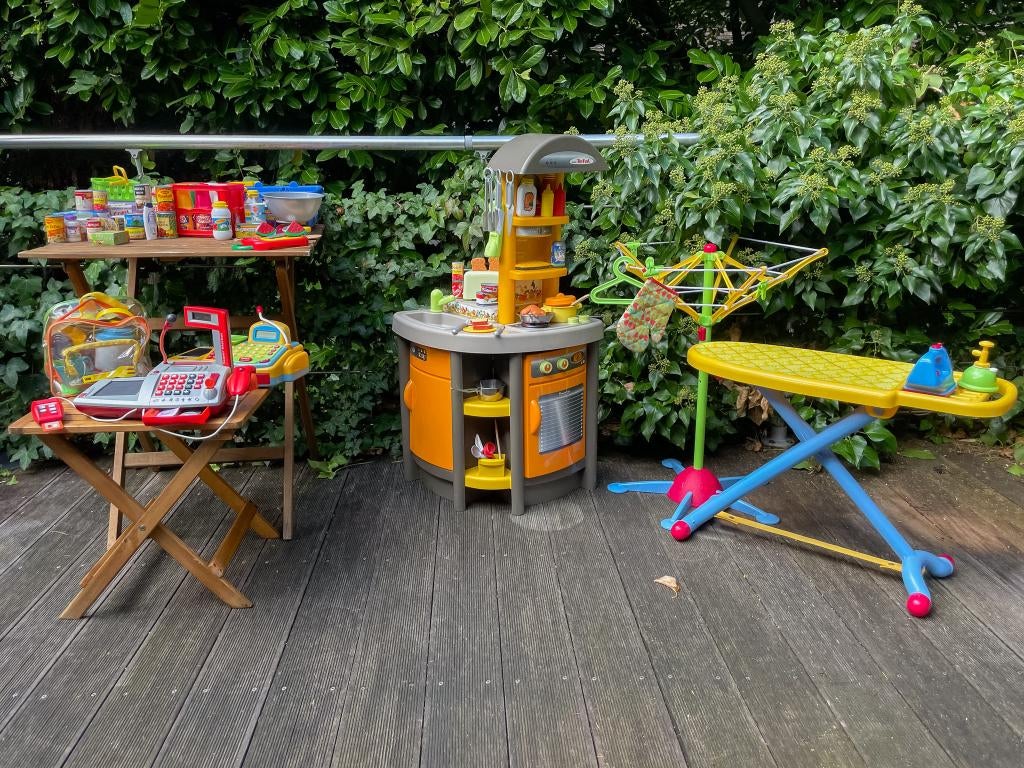 Speelgoed keuken + winkelset + strijkplank (grote set), Kinderen en Baby's, Ophalen, Zo goed als nieuw, Kunststof, Speelkeuken