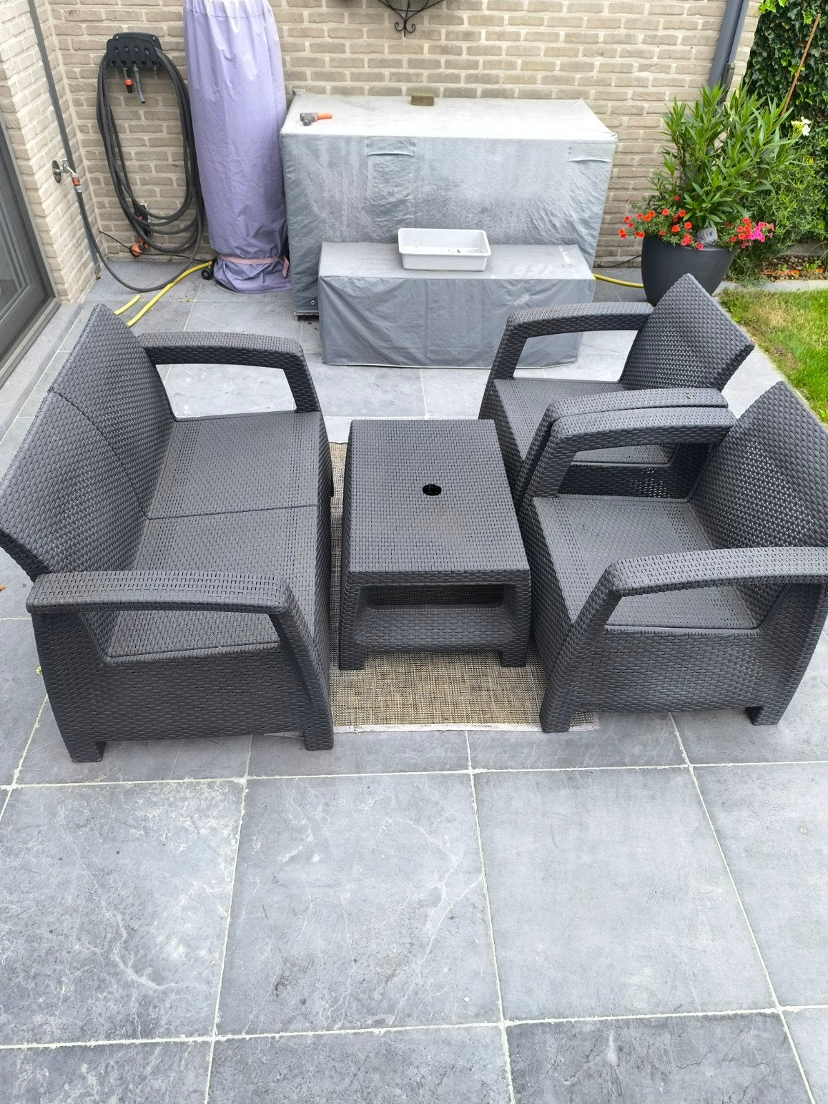 Tuinset zwart, Tuin en Terras, Tuinsets en Loungesets, Ophalen, Tuinset